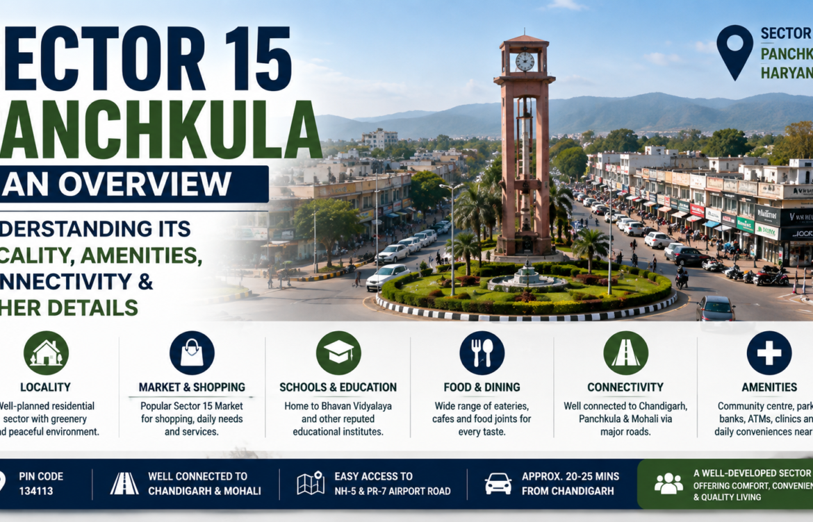 Sector 15 Panchkula locality showing market, amenities, roads and connectivity